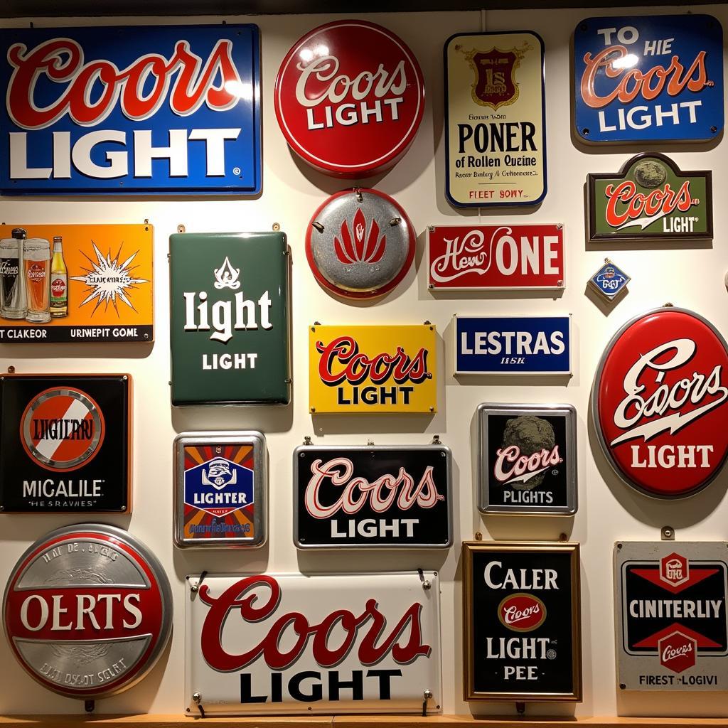 A Collection of Vintage Coors Light Signs