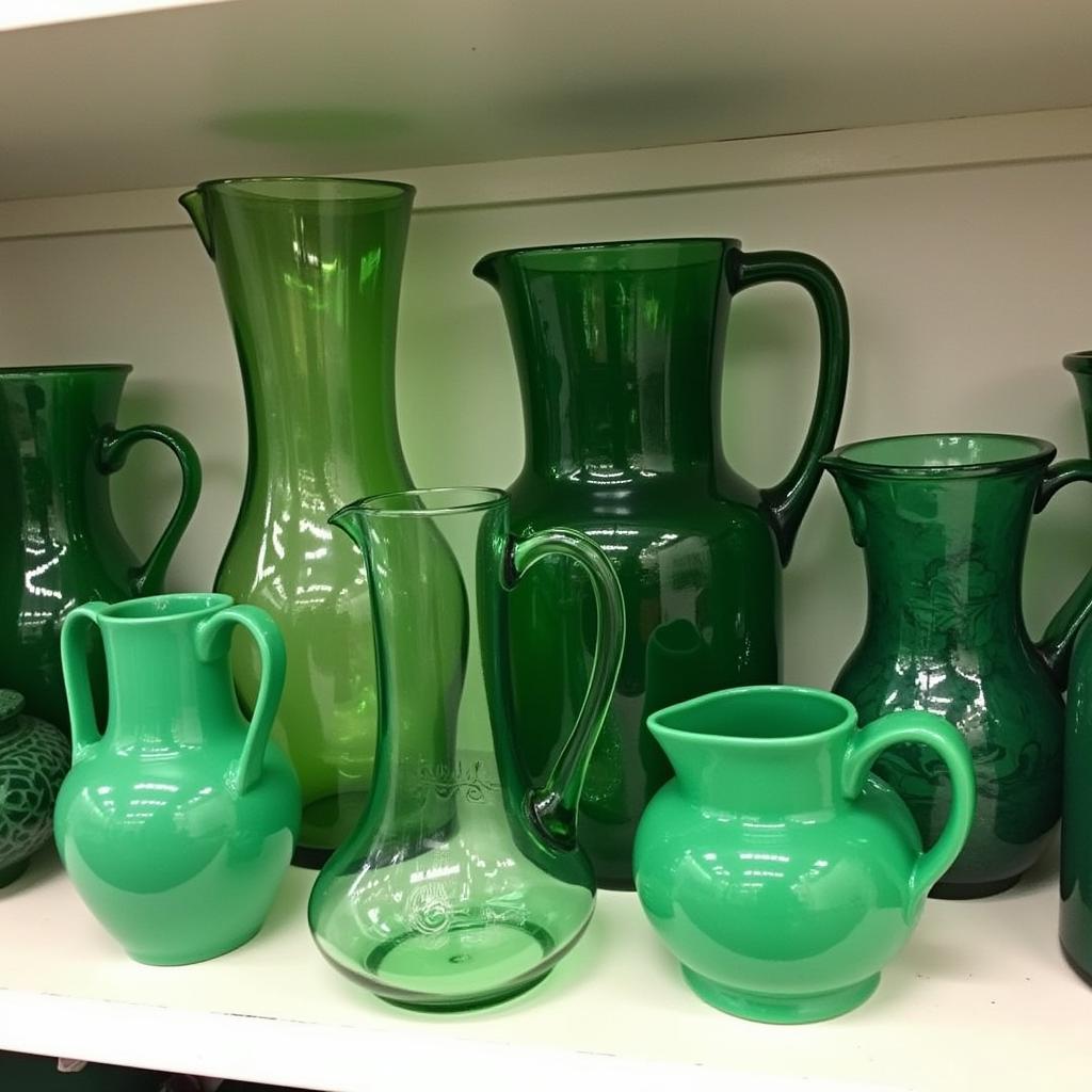 Vintage Green Pitcher Collection Display