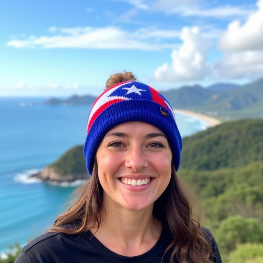 Wearing a Puerto Rico Beanie with Pride