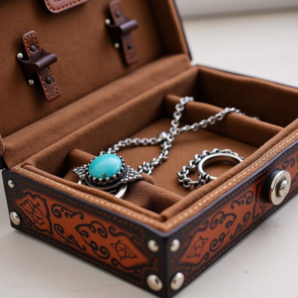 Leather Western Jewelry Travel Case