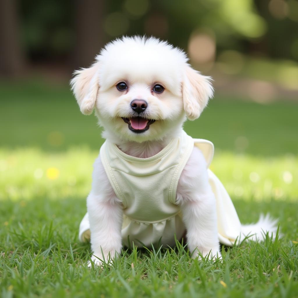 White Cotton Dog Dress