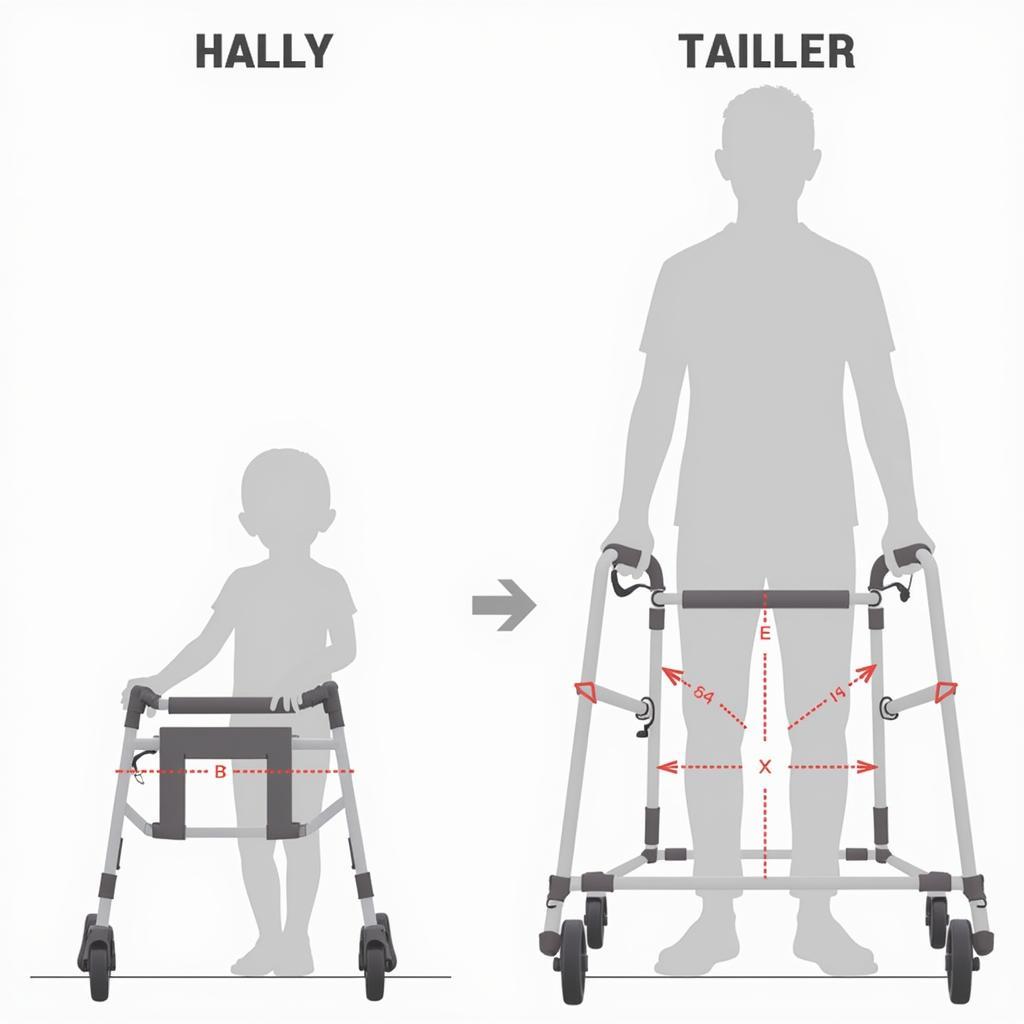 Youth walker with wheels featuring adjustable height settings for growing children.