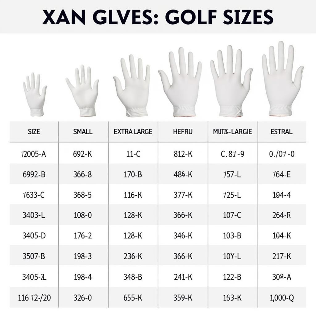 A sizing chart for z golf gloves.